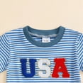 thumbnail image 4 of TOWED22 4th of July Toddler Baby Boy Outfit USA Flag Embroidery Stripe Waffle Knit Short Sleeve T Shirt Tops and Shorts Set(Blue,3-4 Y), 4 of 6