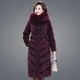 thumbnail image 2 of Ropa de invierno para mujer, abrigo largo de piel morada con capucha de piel, tejido de terciopelo, algodón acolchado, abrigo cálido y grueso, nueva ropa de abrigo, 2 of 5