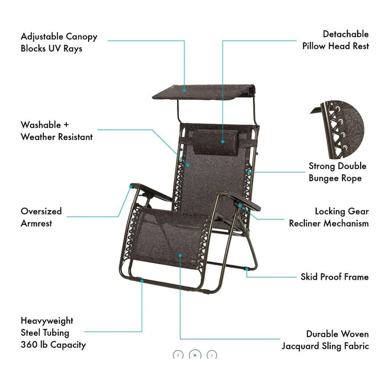 Bliss Hammocks Gravity Free Chair w Canopy Drink Tray Pillow