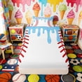 thumbnail image 4 of Erosebridal Blue Drippy Baseball Print Twin Sheet Sets, Sports Monogram Bedding for Kids Boys and Girls, 1 Flat Sheet, 1 Fitted Sheet and 1 Pillowcase, 4 of 6