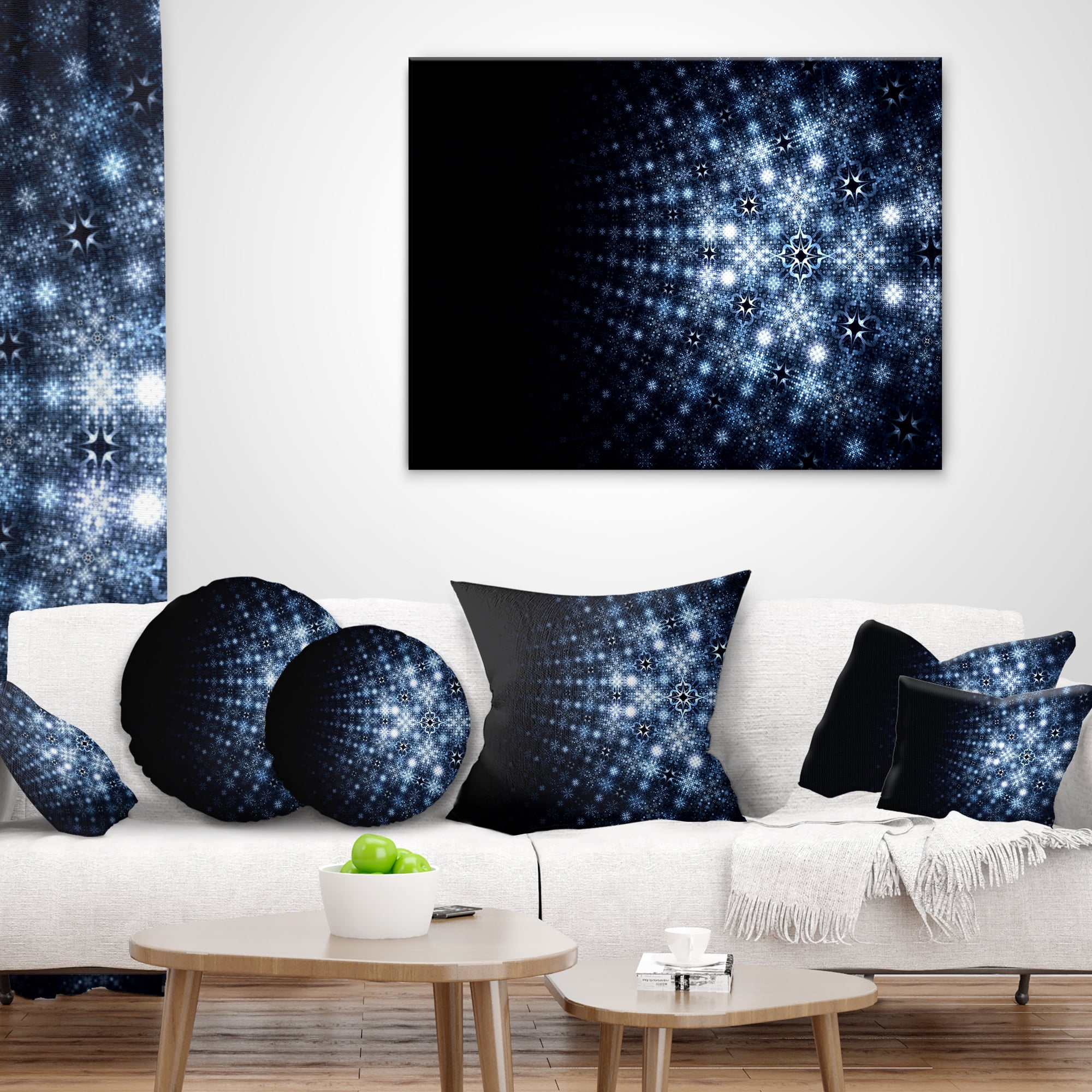 Designart Digital Fractal Flower Perspective - Abstract Throw Pillow - 16x16