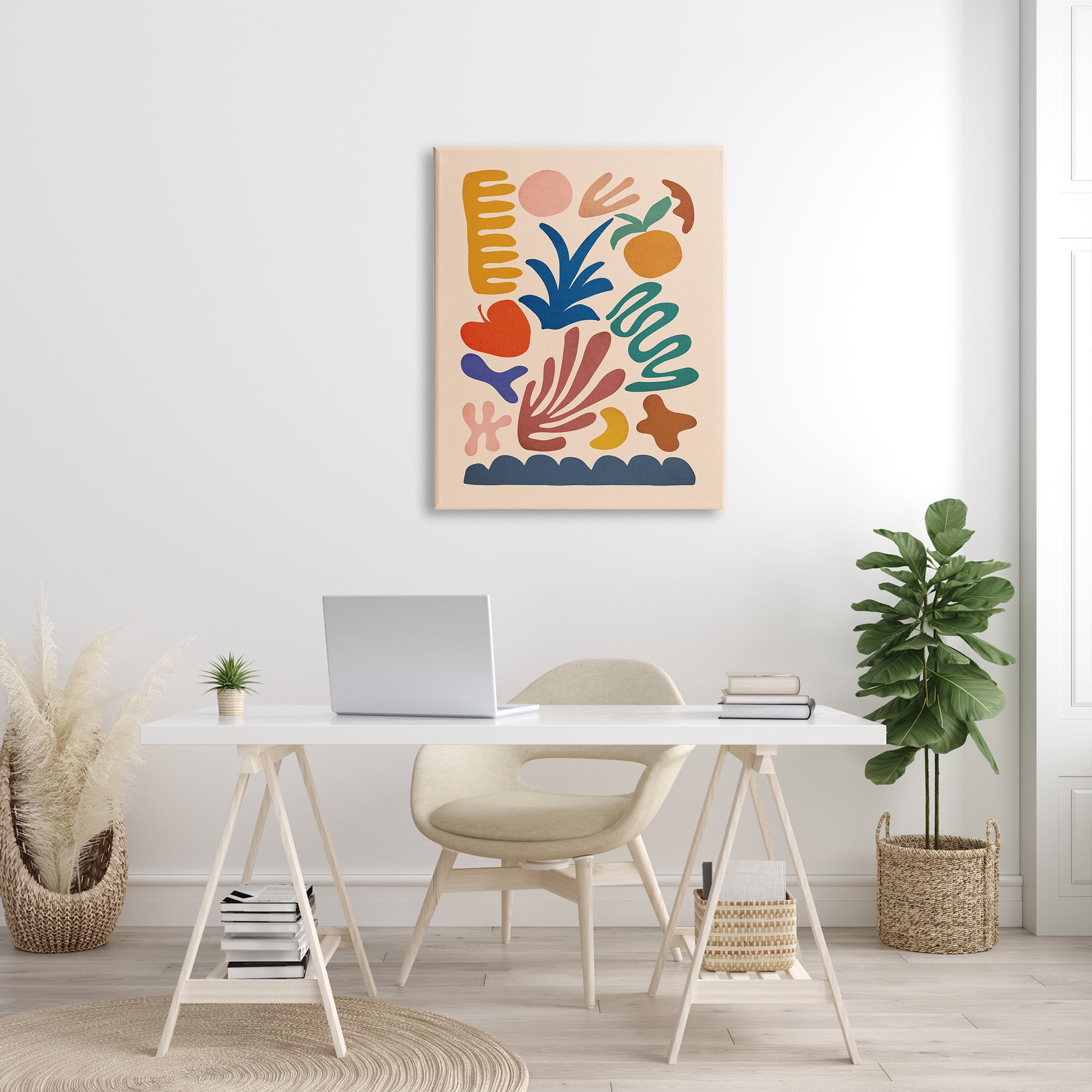 Stupell Industries Abstract Cutout Fruit Plant Shapes Geometric Botanicals Graphic Art Gallery Wrapped Canvas Print Wall Art, Design by JJ Design House LLC