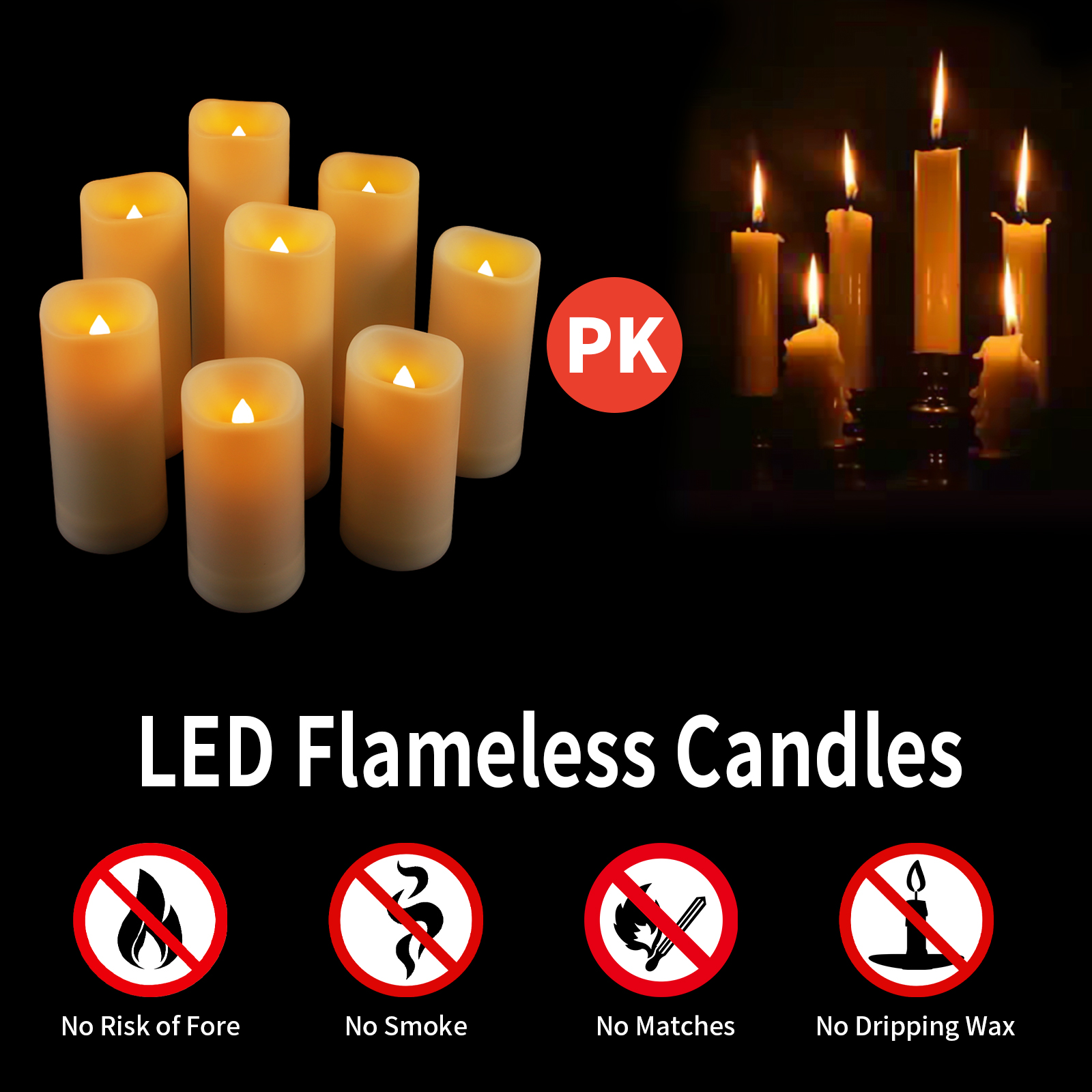 Waterproof Flameless Candles 12 pack LED Lights Moving Wick Ivory Electric Pillar Battery Candles Real Wax Flicker Lights Votive Flames Remote Control with Timer 300+ Hours