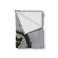 thumbnail image 2 of Cat Soft Flannel Fleece Blanket, Pair of Cats in Love Having Eaten Fish Red Heart Romantic Black and White Kitties, Cozy Plush for Indoor and Outdoor Use, 70" x 90", Black White Grey, by Ambesonne, 2 of 5
