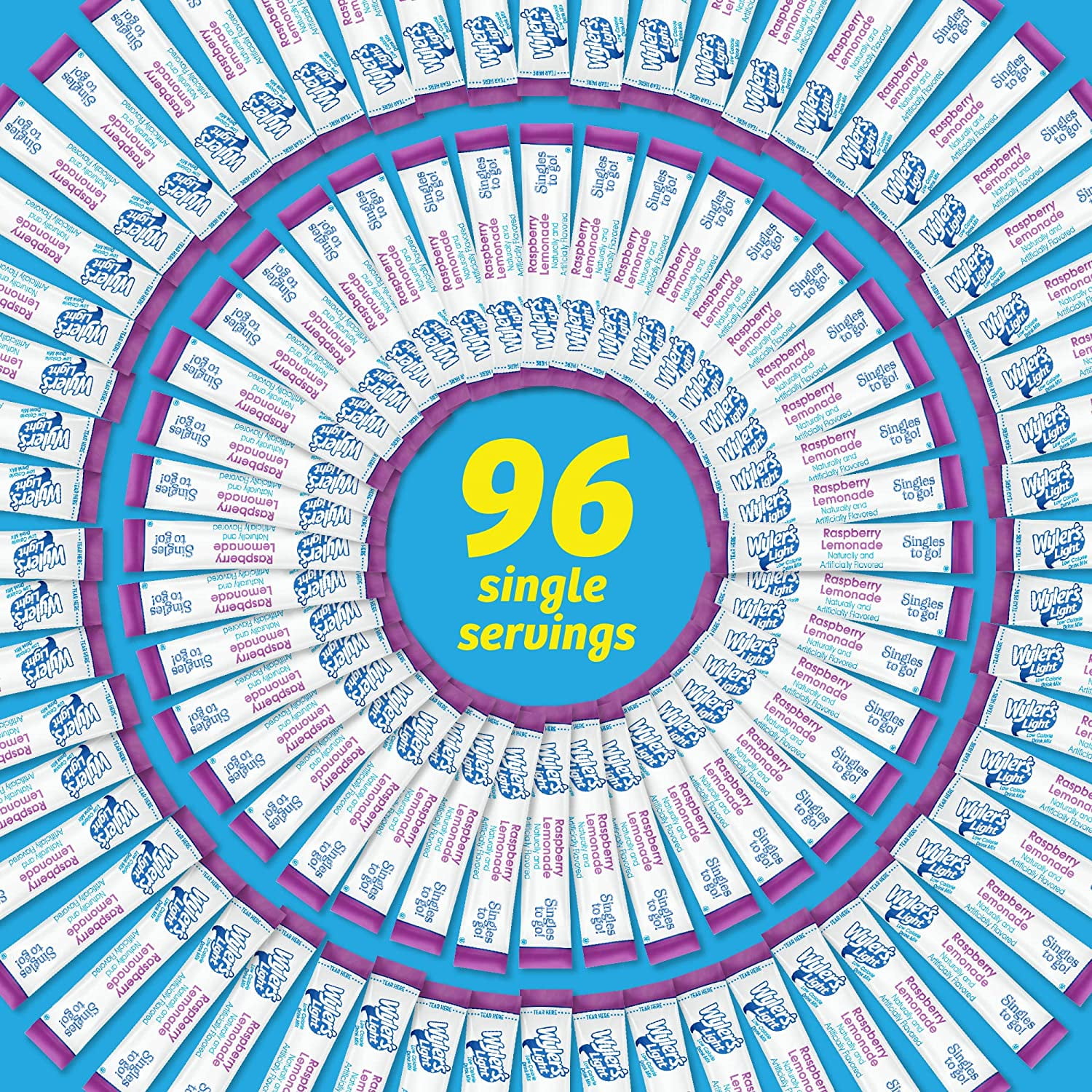 Wyler's Light Singles To Go Powder Packets, Water Drink Mix, Raspberry Lemonade, 96 Single Servings (Pack of 12)