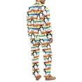 thumbnail image 4 of SEANATIVE Christmas Button Up Pajamas for Men Rainbow Penguin Long Sleeve Sleepwear Size XS Night Wear with Pockets Crewneck Tops with Jogger Sweatpants 2 Piece Outfits, 4 of 6