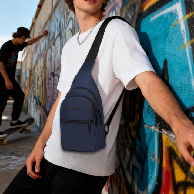 Compact Crossbody Chest Bag for Travel, Sports and Daily Use - Water-Repellent Polyester Bag with Adjustable Straps and Breathable Back Panel