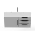 thumbnail image 2 of Nile 36" Gray Wood Floating Vanity with White Top and Black Trim, 2 of 8