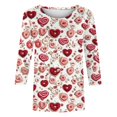 thumbnail image 4 of Valentine's Day Tops for Women 2025 Cute Heart Tshirts Fashion 3/4 Sleeve Shirts Crewneck Tunic Tee, 4 of 5