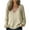 Khaki, variant on DeHolifer Women Tops Cotton Linen Casual Solid Color V-Neck Long Sleeve T-Shirt Summer Loose Tee Tops Pink XL