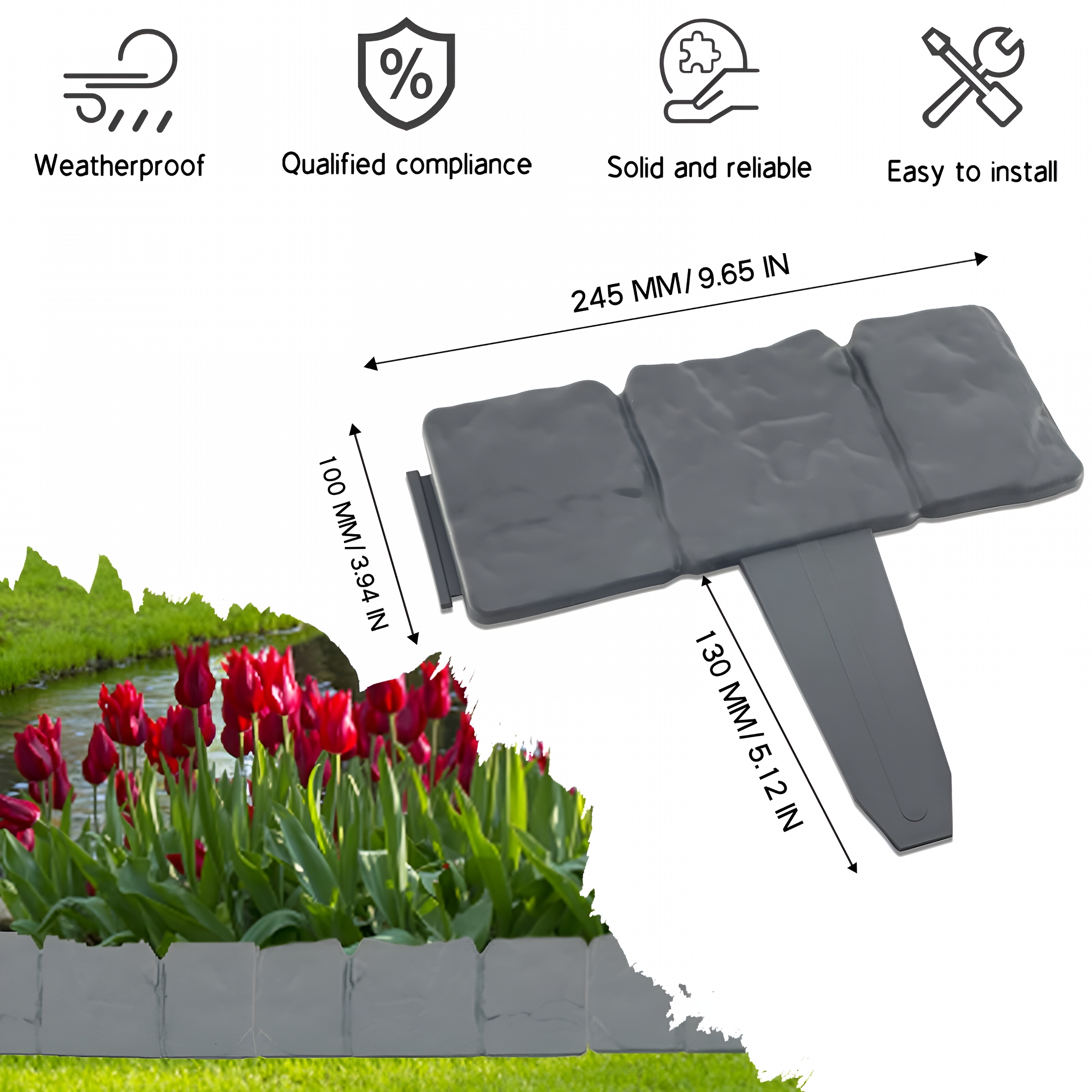 SELIVO 2026 New Garden Edging Border,24Ft Landscaping Border Edging for Flower Bed Edging Borders,Garden Landscape Edging Borders for Flower Bed,Garden Borders and Edging for Landscaping,Gray,30 Pcs