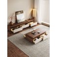 thumbnail image 4 of Mueble de TV de piso a techo de madera maciza, mesa de centro, mesa de té de alta gama, sala de estar, mesa de té para el hogar, juego completo de nogal, 4 of 4