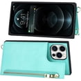thumbnail image 4 of Crossbody Wallet Case for iPhone 12 Pro Max with Card Slot Holder,iPhone 12 Pro Max Magnetic Flip Folio Purse Case, PU Leather Zipper Handbag with Detachable Lanyard Strap 6.7 Inch (Mint Green), 4 of 14