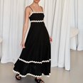 thumbnail image 4 of WTXUE Robes Maxi en Liquidation, Robe Nuisette Sans Manches Élégante à Encolure Carrée, Femmes 2024 Été Encolure Dégagée à Étages Fluide Longue Unie Vestidos Casuales Para Mujer Verano Maxi Women, Noir+TG(US:14-16), 4 of 9