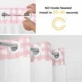 thumbnail image 2 of Pink Buffalo Plaid No Hook Shower Curtain with Snap in Liner, Farmhouse Pink White Checkered Double-Layer Waterproof Fabric Shower Curtains for Bathroom Hotel Bathtub, Mesh Top & Long 72"x84", 2 of 9