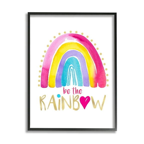 Stupell Industries Be The Rainbow Pattern Inspirational Painting Black Framed Art Print Wall Art, 11 x 14