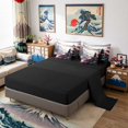 thumbnail image 5 of Manfei Ink Samurai Bedding Comforter Set for Boys Men, Mountain Temple King Bedding Sets, Black Red Gray, Black Reversible7-Piece, 5 of 6