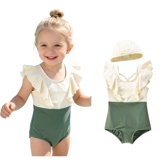 Girls Swimsuit 2 Piece Bikini Set Color Block Swimsuit Cute Summer Bathing Suits Girls Size 6-7 Years Bathing Suit