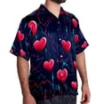 thumbnail image 2 of Valentine's Day Love ECG Men's Short Sleeve Beach Shirts Hawaiian Button Down Casual Summer Printed Unisex Top, 2 of 6
