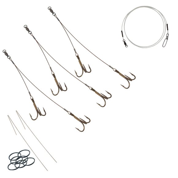 Tooth Shield Tackle 3 Pack Musky Sucker Rig (175 lb) / Muskie Pike Quick Strike Rig Sucker Harness Terminal Tackle (Camo)