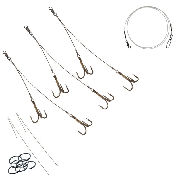 Tooth Shield Tackle 3 Pack Musky Sucker Rig (175 lb) / Muskie Pike Quick Strike Rig Sucker Harness Terminal Tackle (Camo)