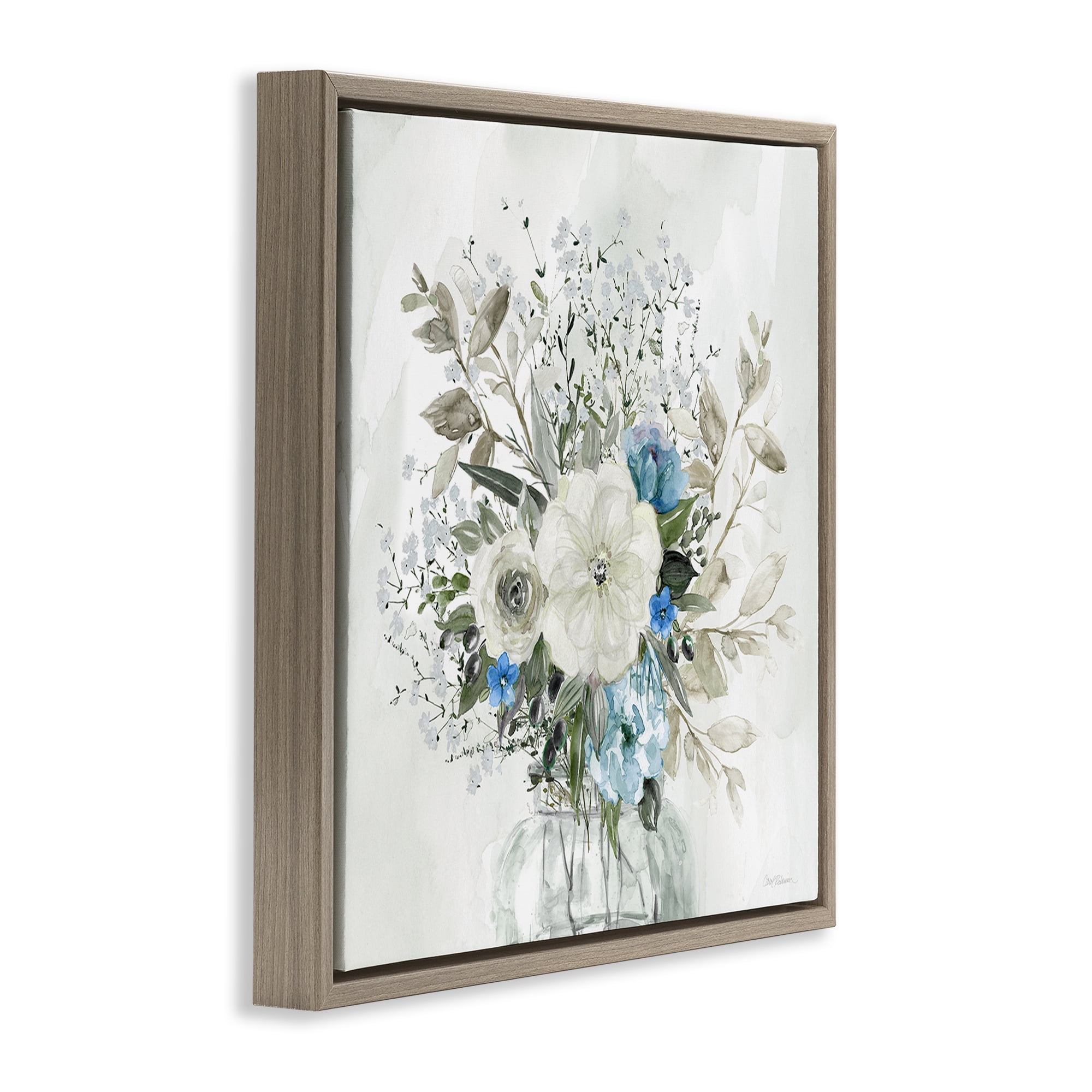 Stupell Industries Bundle of Country Florals Plants & Flowers Painting Brown Floater Framed Canvas Art Print Wall Art, 18 x 18