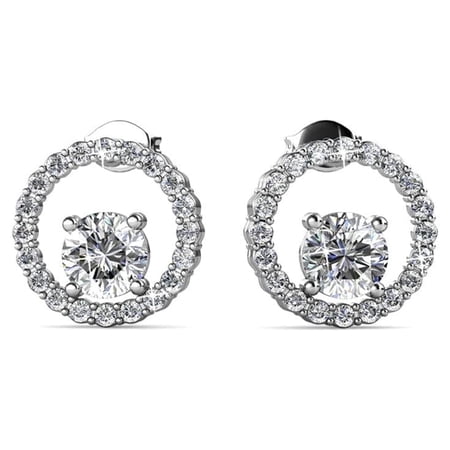 Cate & Chloe Reign 18k White Gold Plated Drop Earrings with Swarovski Crystals for Women, Gift for Her