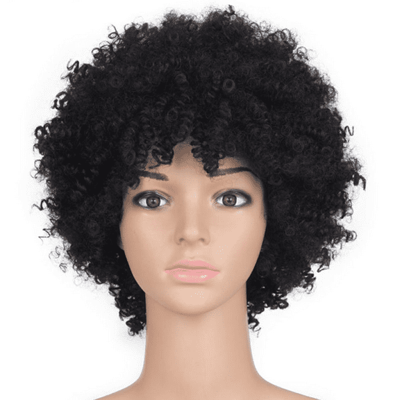 SUCS Wigs Black Synthetic Curly Wigs for Women Short Wig African American Natural Black