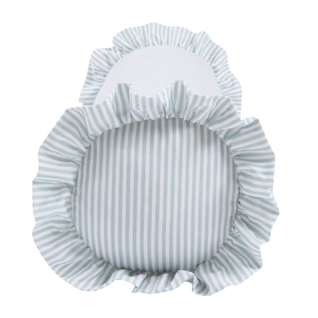 Home Decor Collection 8" x 20" Blue Striped Ruffle Bolster Decorative Pillow