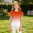 thumbnail image 4 of Teylalorva Girls Graphic T-Shirt, Casual Cute Puff Short Sleeve Crewneck Summer Kids Trendy Tee Orange Size 14, 4 of 8
