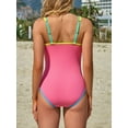 thumbnail image 3 of Asoul Ribbed One Piece Color Blocked Swimsuits for Womens Slimming Swimwears Tummy Control Swimming Suits Monokini Bathing Suits, 3 of 7