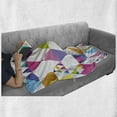 thumbnail image 6 of Geometric Soft Flannel Fleece Throw Blanket, Irregularly Aligned Rhombus and Triangle Funky Colorful Mosaic Tiles, Cozy Plush for Indoor and Outdoor Use, 70" x 90", Multicolor, by Ambesonne, 6 of 6