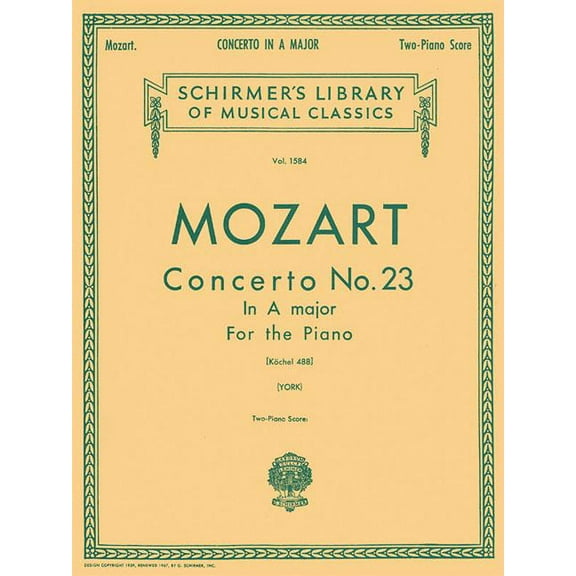 Schirmer's Library of Musical Classics Concerto No. 23 in A, K.488: Schirmer Library of Classics Volume 1584 National Federation of Music Clubs 2024-2028 Piano, Book 1584, (Paperback)