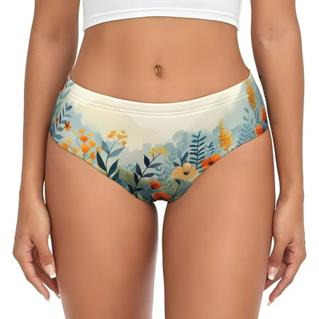 Womens Underwear - Floral Mountain Landscape No Show Seamless Underwear for Women  Soft Stretch Womens Panties  Hipster Ladies Panties Bikini Underwear Briefs