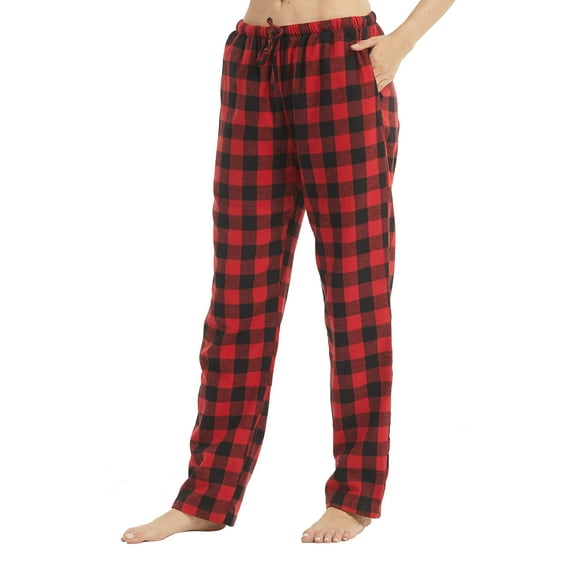 LNFINTDO Womens Flannel Pajama Pants Plaid Pajama Bottoms Pj Cotton Sleepwear Loungewear, Red Plaid, Small