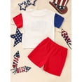 thumbnail image 3 of MORTTIC Baby Boy 4th of July Outfit Short Sleeve Letter Print Color Block T-Shirt and Shorts Set, Perfect for USA Independence Day Outdoor Celebration, 3 of 6