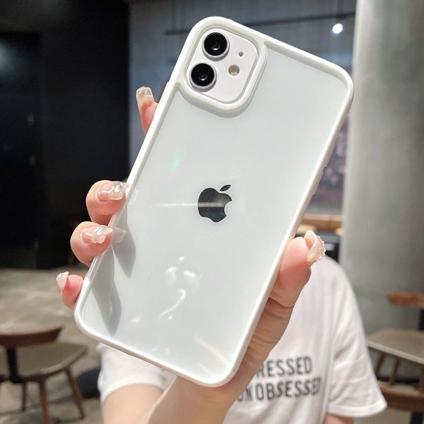 Funda de teléfono transparente a prueba de golpes con parachoques colorido para iPhone 14 13 12 Mini 11 Pro Max XR X XS 8 7 Plus SE 2022, funda trasera transparente Tan Jianjun unisex