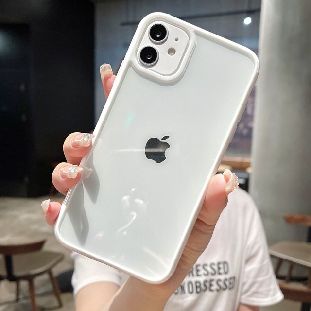 Funda de teléfono transparente a prueba de golpes con parachoques colorido para iPhone 14 13 12 Mini 11 Pro Max XR X XS 8 7 Plus SE 2022, funda trasera transparente Tan Jianjun unisex