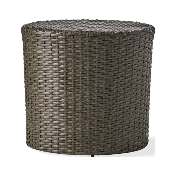 GDF Studio Overton Outdoor Wicker Barrel Side Table, Dark Gray