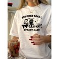 thumbnail image 1 of Camiseta vintage para mujer, de algodón, cuello redondo, manga corta y estampado geométrico animal, top informal de verano., 1 of 6