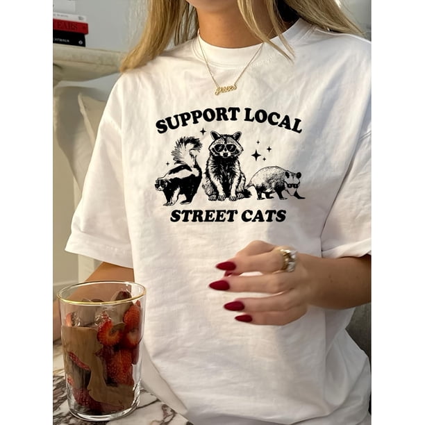 playera corta sin mangas para mujer1pc Vintage Style Women'S T-Shirt, Polyester Round Neck Short Sleeve Tee with Geometric Animal Print, Casual Summer TopFather's Day, Mother's Day, New Year, Spring