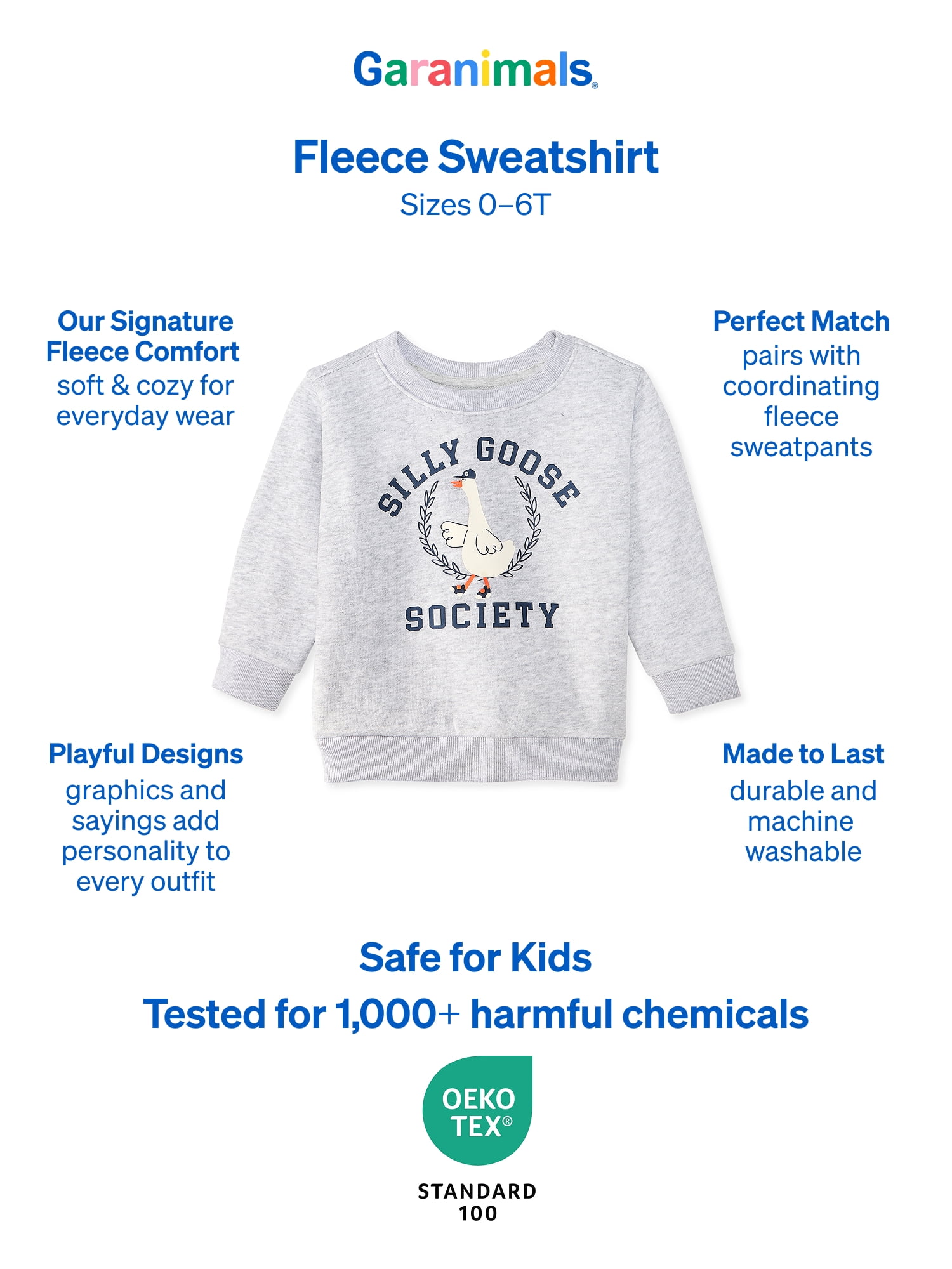 Garanimals Baby & Toddler Boys Graphic Fleece Crewneck Sweatshirt, Sizes 0-6T