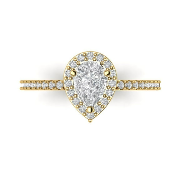 Solitaire with Accents Engagement Ring for Women - 0.755ct Simulated Diamond in 18K Yellow Gold Promise Ring
