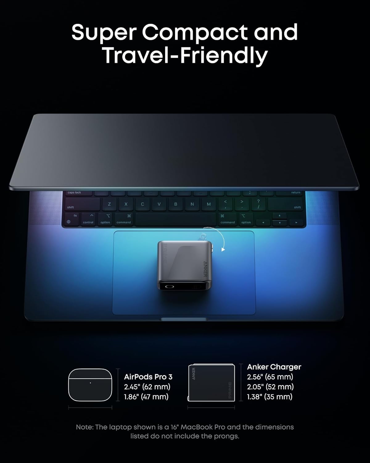 Anker Prime Charger,160W 3-Port Compact GaN USB C Charger Block,Smart Display and Touch Control,Compatible for MacBook Pro,Laptop,iPhone 17 Series(Cable Not Included,Non-Battery)