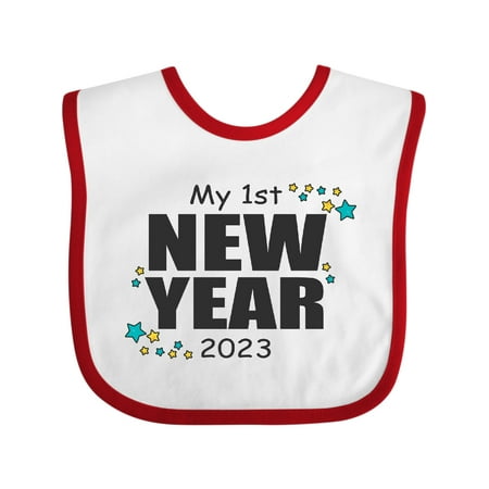 

Inktastic My 1st New Year 2023 with Stars Gift Baby Boy or Baby Girl Bib