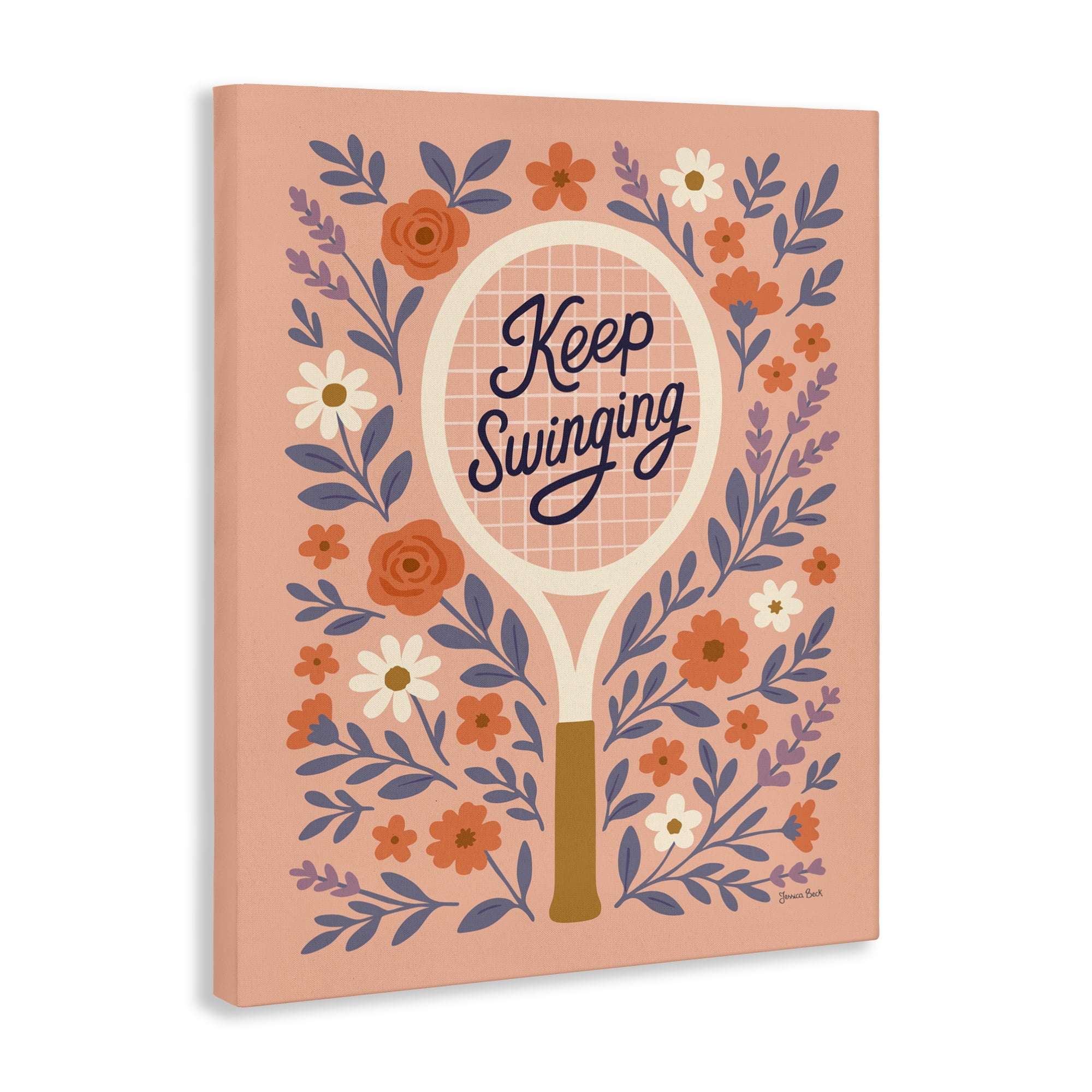 Stupell Industries Keep Swinging Floral Tennis Canvas Wall Art, design by Jessica Beck