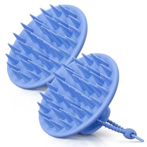 HEETA Scalp Massager Shampoo Brush 2 Pack, for Dandruff Removal, for All Hair Types, Head Massager Stress Relax, Upgraded Large Design, Blue