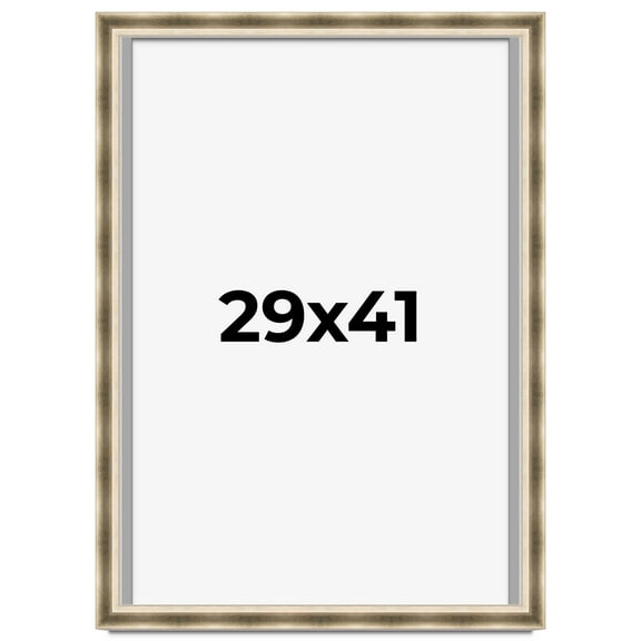 29x41 Shadow Box Frame Silver | 1.75 inches Deep Real Wood Traditional Shadowbox Display Frame | UV