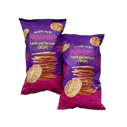 2-Pack Trader Joe's Papadums Lentil & Chickpea Crisps, 5 oz Bags