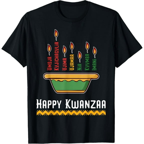 Happy Kwanzaa Kids 7 Principles of Kwanzaa Dec 26 - Jan 1 T-ShirtMen and women, Black T-shirt, size: Extra large